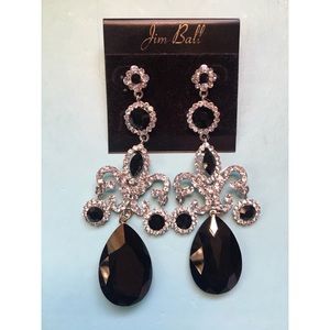Black and silver Jim Ball Pageant Earrings